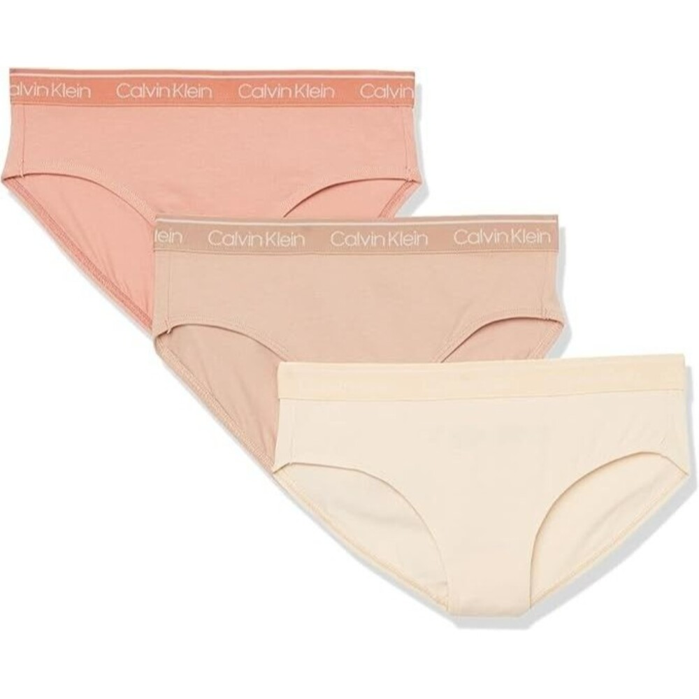 3-Pack Calvin Klein Girls Bikini Panty MEDIUM 7-8 Modern Cotton Nude Rose Dawn